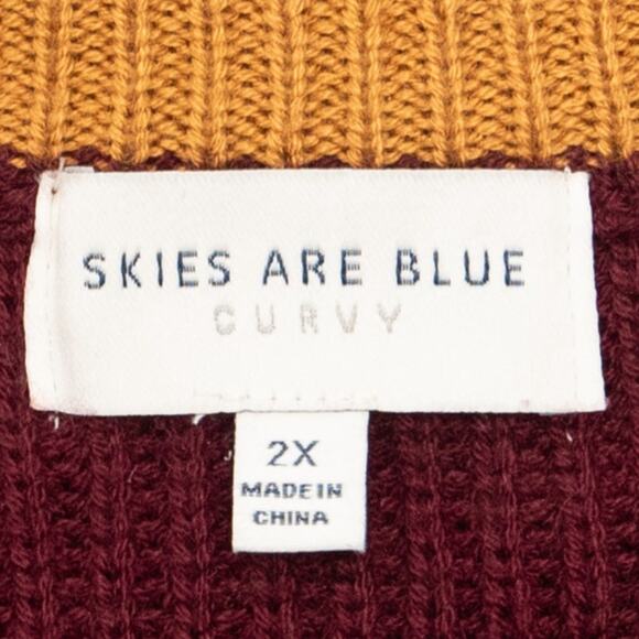Skies Are Blue Curvy Plus Size Burgundy Came Wool Blend Sweater Size 2X - Picture 5 of 10